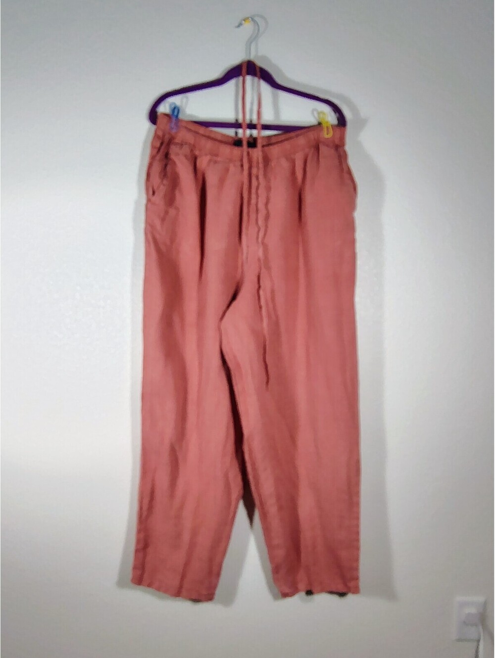 VTG Two Star Dog 100% Hemp Pants XL Terracotta Wide Leg Made USA Lagenlook TSD - Picture 2 of 9